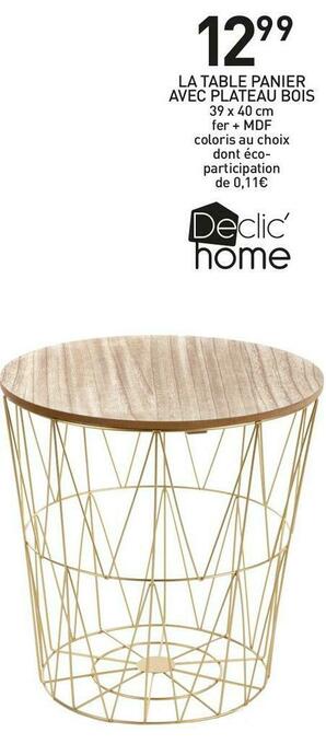 Stokomani La table panier avec plateau bois offre
