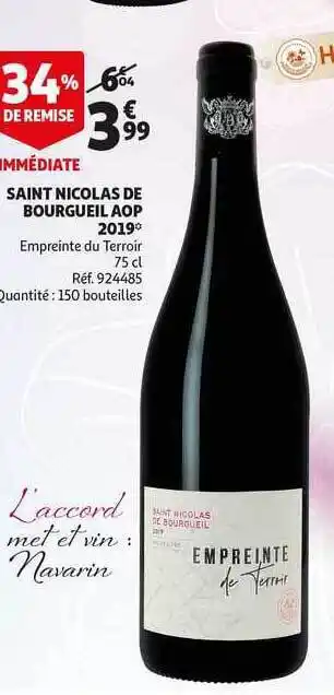Saint Nicolas De Bourgueil Aop 2019 Empreinte Du Terroir