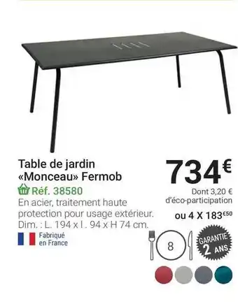 Gamm vert Table De Jardin Monceau Fermob offre