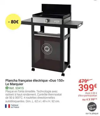 Gamm vert Plancha Francaise Eletrique Duo 150 Le Marquier offre