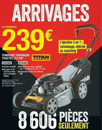 Brico Dépôt Titan tondeuse thermique tractée 170 cm3 offre