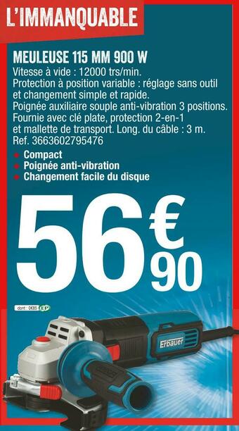 Brico Dépôt Meuleuse 115 mm 900 w offre