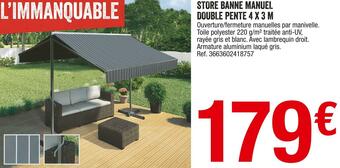 Brico Dépôt Store banne manuel double pente 4 x 3 m offre