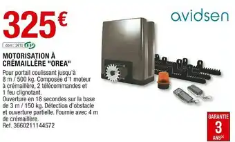 Brico Dépôt Avidsen motorisation à crémaillère "orea" offre