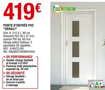 Brico Dépôt Porte d’entrée pvc "denali" offre