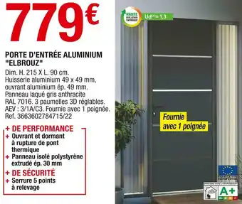 Brico Dépôt Porte d’entrée aluminium "elbrouz" offre
