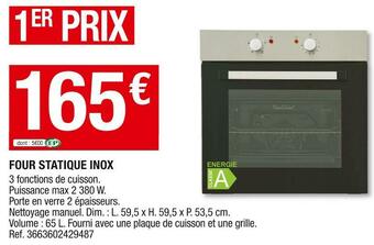 Brico Dépôt Four statique inox offre