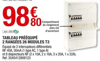 Brico Dépôt Tableau prééquipé 2 rangées 26 modules t3 offre