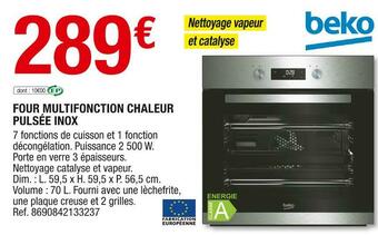 Brico Dépôt Beko four multifonction chaleur pulsée inox offre