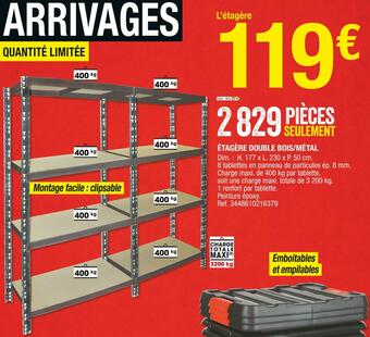 Brico Dépôt Étagère double bois/métal offre