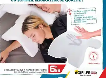 Gifi Oreiller Incurvé à mémoire de Forme offre