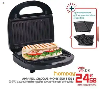 Gifi Appareil Croque-Monsieur 3 en 1 offre