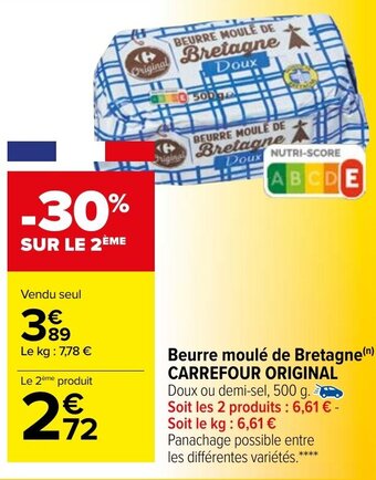 Carrefour Market Beurre moulé de Bretagne Carrefour Original offre