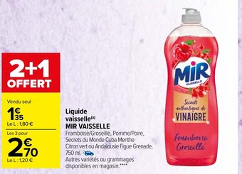Carrefour Market Liquide vaisselle Mir Vaisselle offre