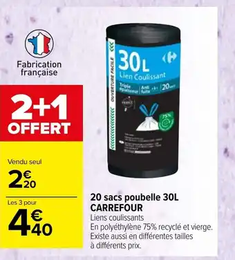 Carrefour Market 20 sacs poubelle 30L Carrefour offre