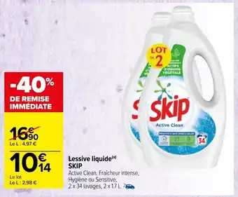 Carrefour Market Lessive liquide Skip offre