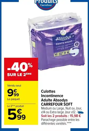 Carrefour Market Culottes Incontinence Adulte Absodys Carrefour Soft offre