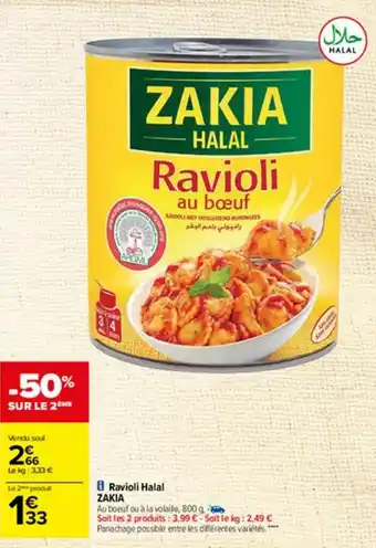 Carrefour Ravioli Halal Zakia offre