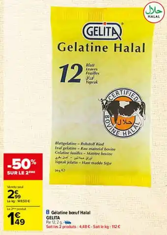 Carrefour Gélatine bœuf Halal Gelita offre