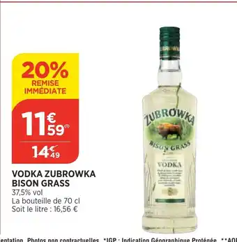Bi1 Vodka Zubrowla Bison Grass offre