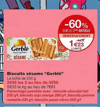 Monoprix Biscuits Sésame offre