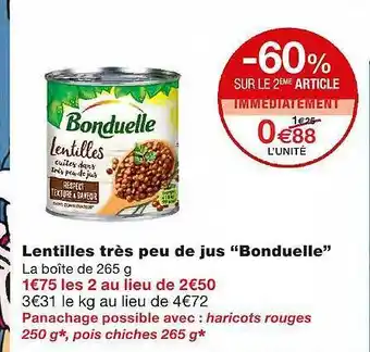 Monoprix Lentilles Très Peu De Jus offre