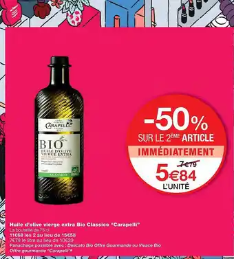 Monoprix Huile D'olive Vierge Extra Bio Classico offre