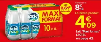 Carrefour Lait "maxi format" LACTEL offre