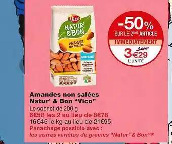 Monoprix Amandes Non Salées Natur' & Bon offre