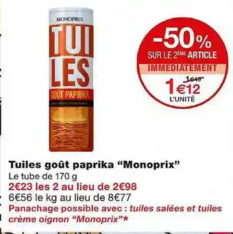 Monoprix Tuiles Goût Paprika offre