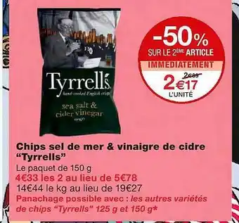 Monoprix Chips Sel De Mer & Vinaigre De Cidre offre