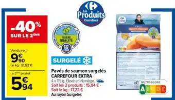 Carrefour Pavés de saumon surgelés CARREFOUR EXTRA offre