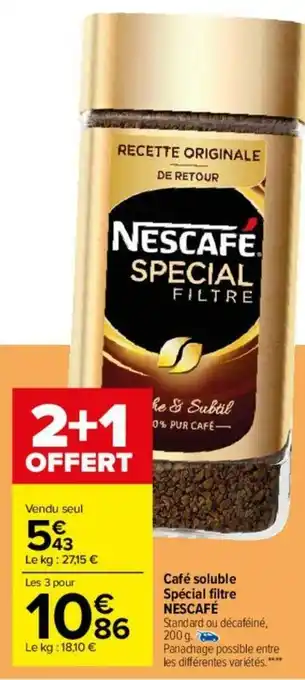 Carrefour Café soluble spécial filtre nescafé offre