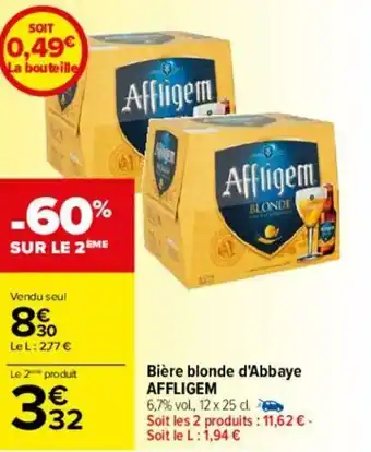Carrefour Bière blonde d'abbaye AFFLIGEM offre