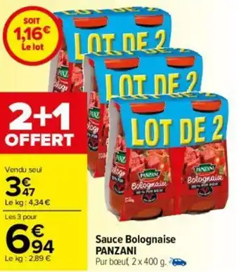 Carrefour Sauce bolognaise PANZANI offre