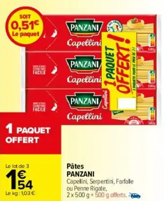 Carrefour Pâtes PANZANI offre