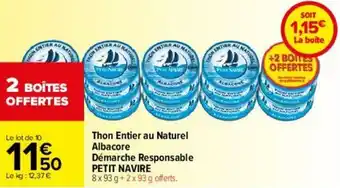 Carrefour Thon entier au naturel albacore offre