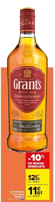 Carrefour Scotch Whisky Triple Wood Grant's offre
