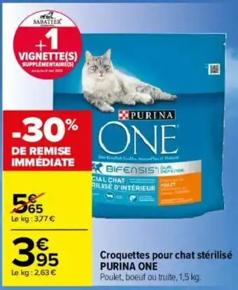 Carrefour Croquettes pour chat stérilisé Purina One offre