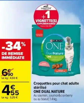 Carrefour Croquettes pour chat adulte stérilisé One Dual Nature offre