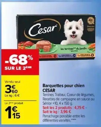 Carrefour Barquettes pour chien Cesar offre