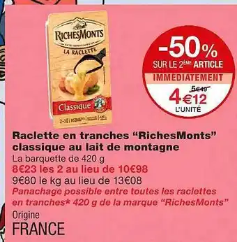 Monoprix Raclette En Tranches offre