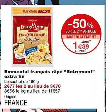 Monoprix Emmental Français Râpé offre