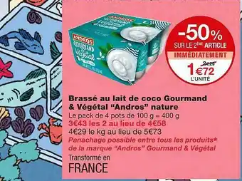 Monoprix Brassé Au Lait De Coco Gourmand & Végétal offre