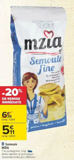 Carrefour Mzia semoule offre