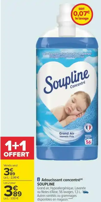 Carrefour Soupline adoucissant concentré offre