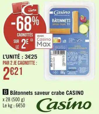 Casino bâtonnets saveur crabe
