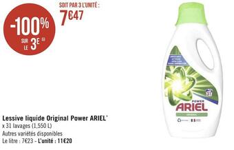 Géant Casino Ariel lessive liquide original power* offre