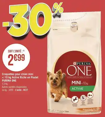 Géant Casino Purina one croquettes pour chien mini < 10 kg active riche en poulet offre