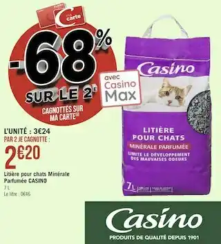 Géant Casino Casino litière pour chats minérale parfumée offre